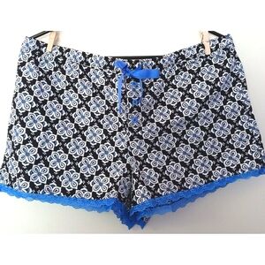 Faded GLory Womens Blue Sleep Shorts- LARGE- NWOT- 100% Cotton- Measurements Pic